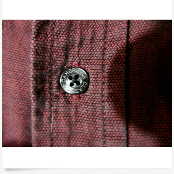 CAMBRIDGE CLASSICS Dress Shirt XL Wine Black twill Long sleeve Button down colla - Picture 4 of 7